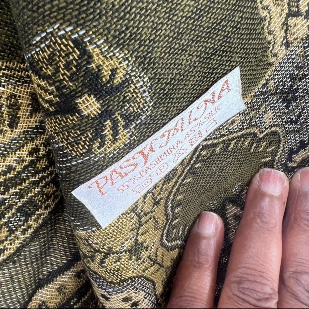 Pashmina and silk green scarf